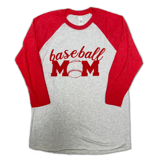 Baseball Mom red/heather